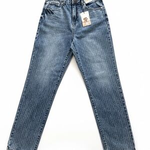 Classic NWT Sincerely Jules High-Waisted Pinstripe Straight Jeans Size 5/27